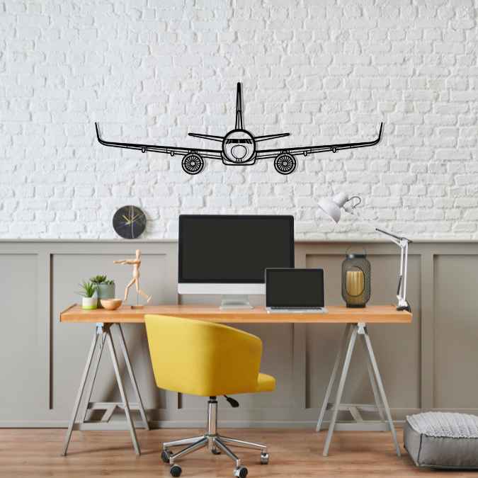 A320neo Front Silhouette Metal Wall Art