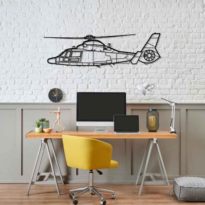 MH-65 Dolphin Silhouette Metal Wall Art