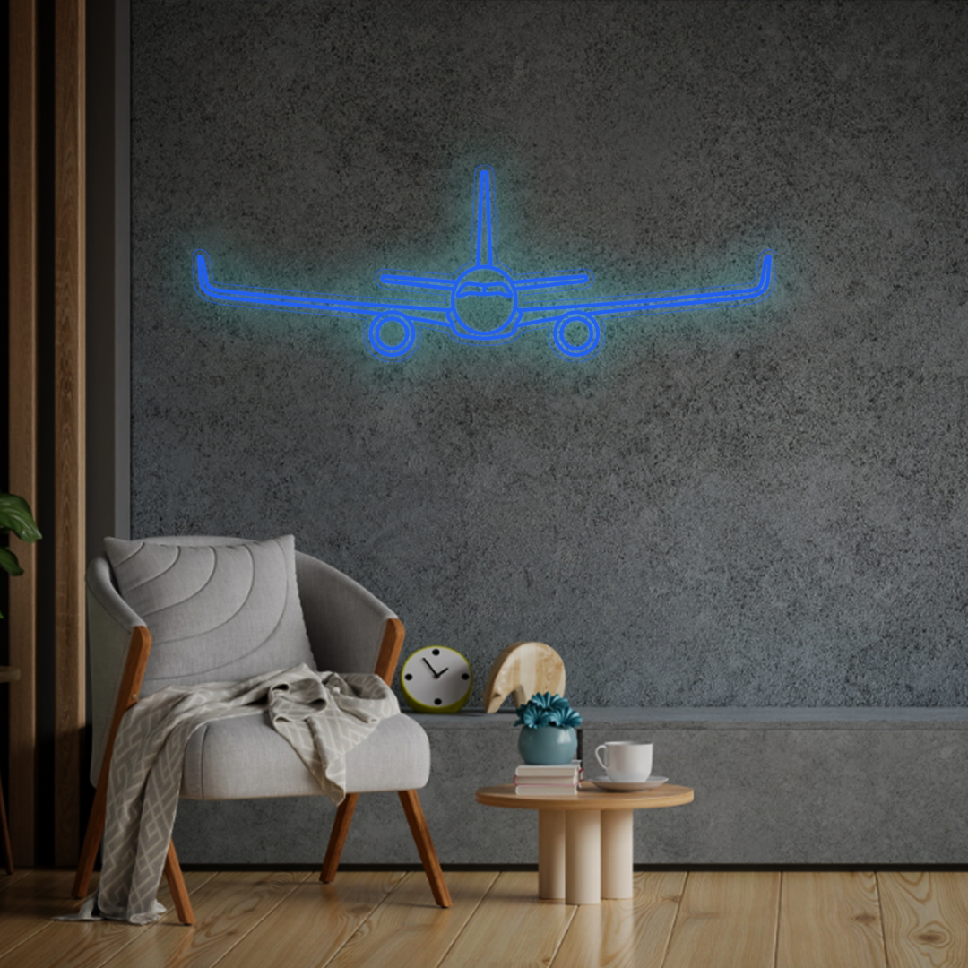 A321 Front Neon Silhouette
