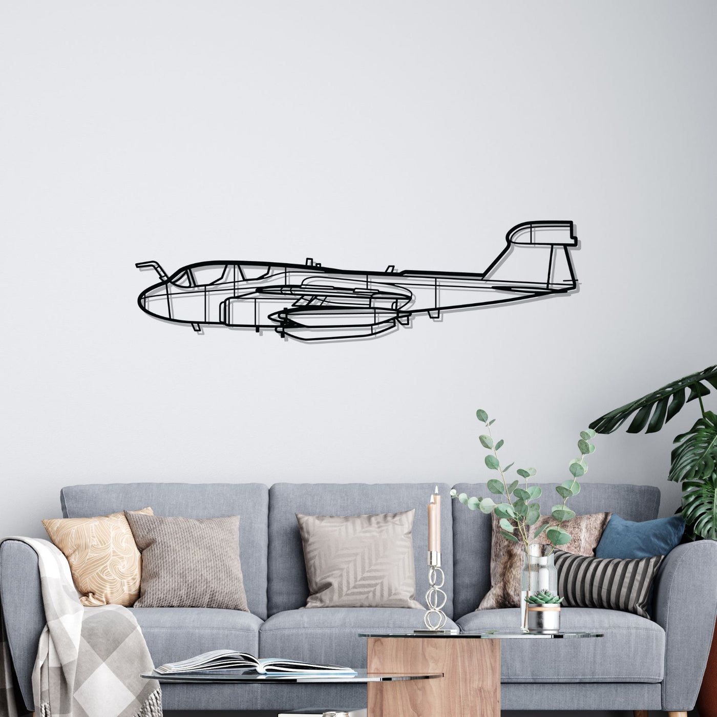 EA-6B Prowler Silhouette Metal Wall Art