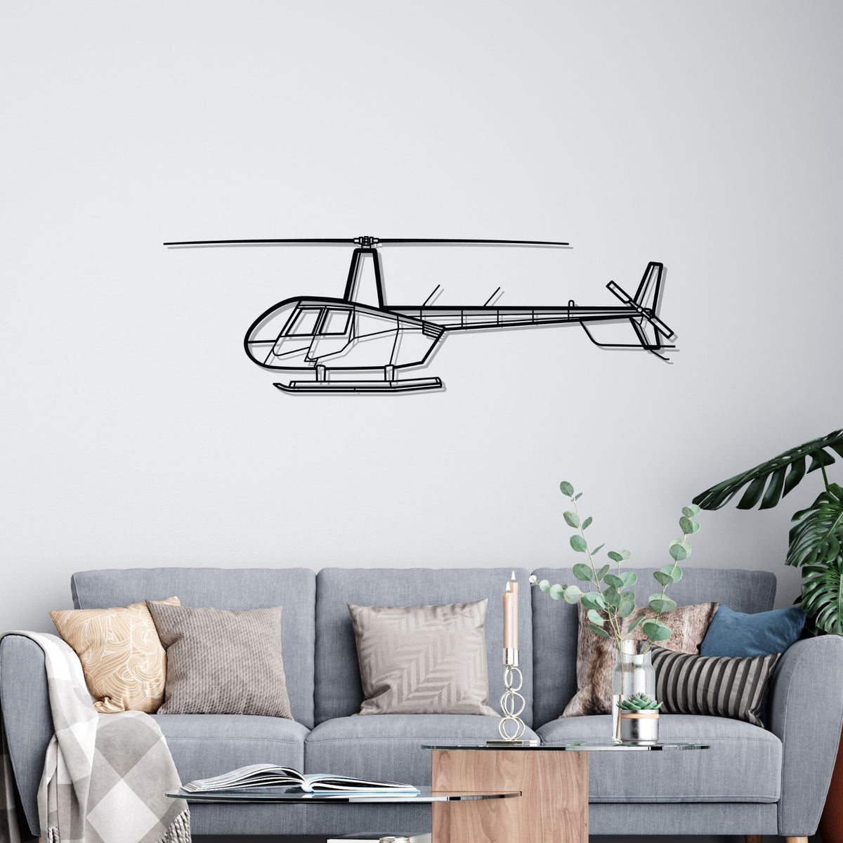 R-44 Clipper II Silhouette Metal Wall Art