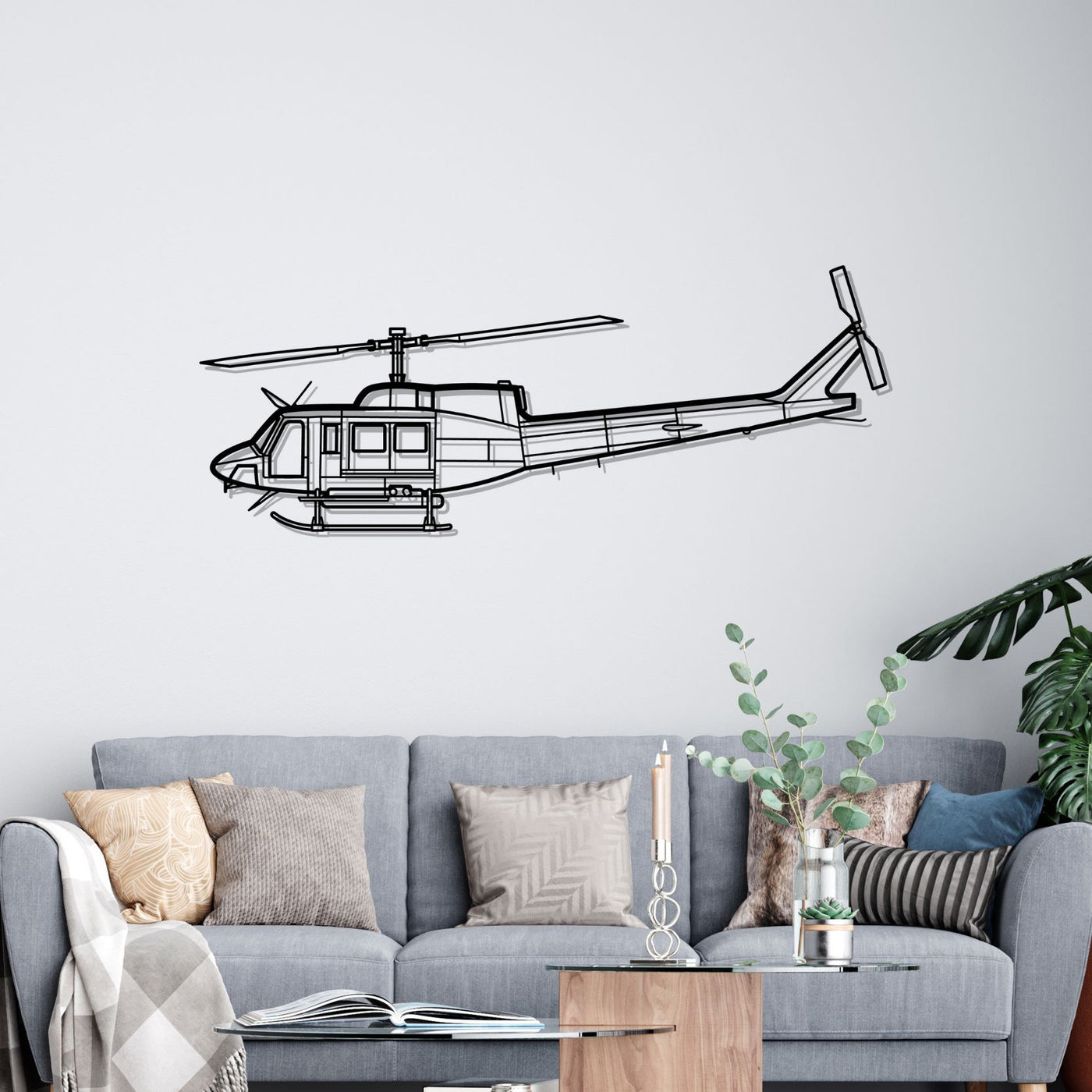 Bell 212 Silhouette Metal Wall Art