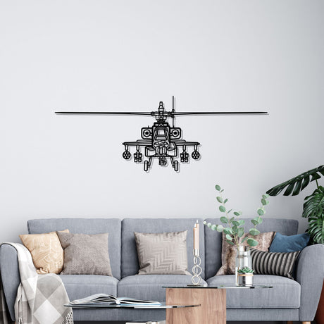 AH-64D Apache Front Silhouette Metal Wall Art