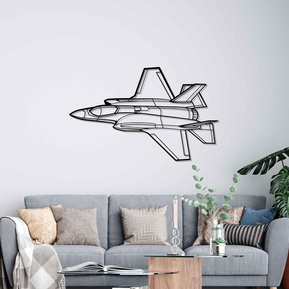 F-35A Lightning II Angle Silhouette Metal Wall Art