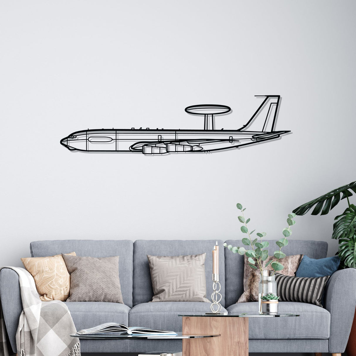 E-3C Sentry Silhouette Metal Wall Art