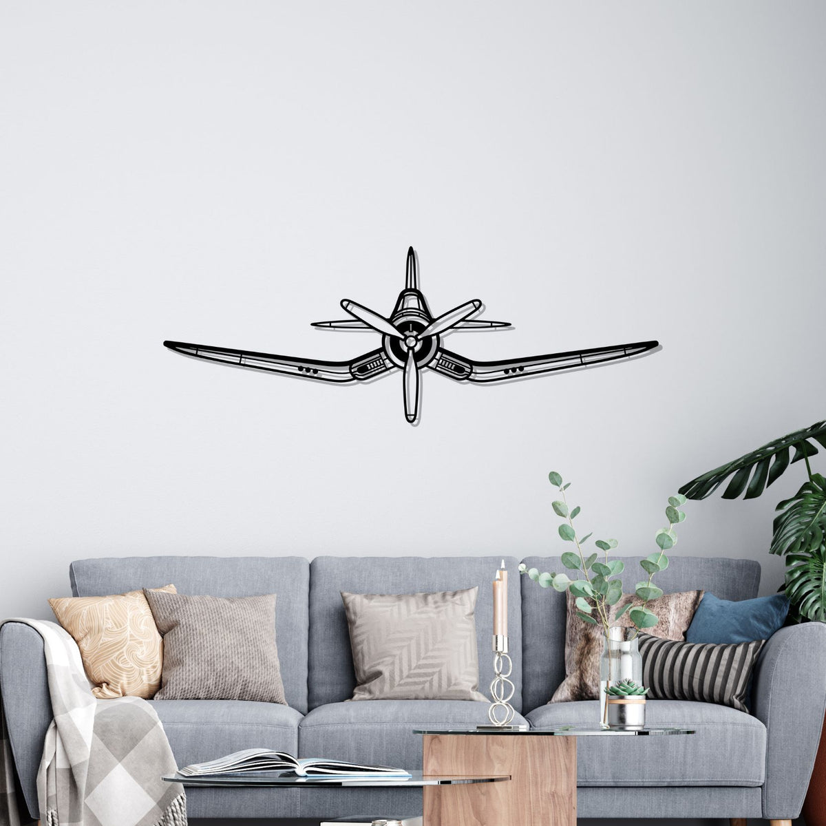 F4U Corsair Front Silhouette Metal Wall Art
