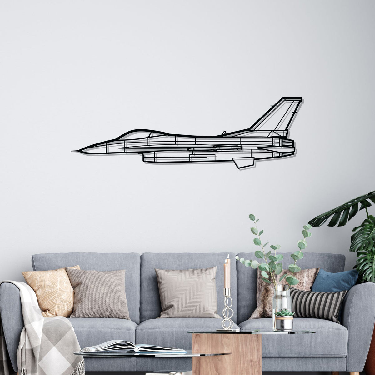 F-16C Block 50 Silhouette Metal Wall Art