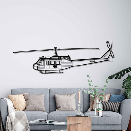 UH-1 Iroquois Huey 1970 Silhouette Metal Wall Art