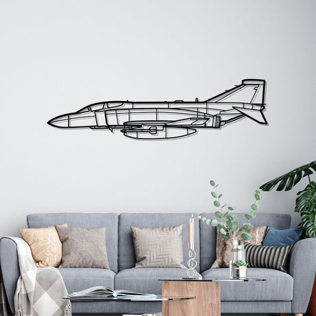 RAF F-4K Phantom Silhouette Metal Wall Art