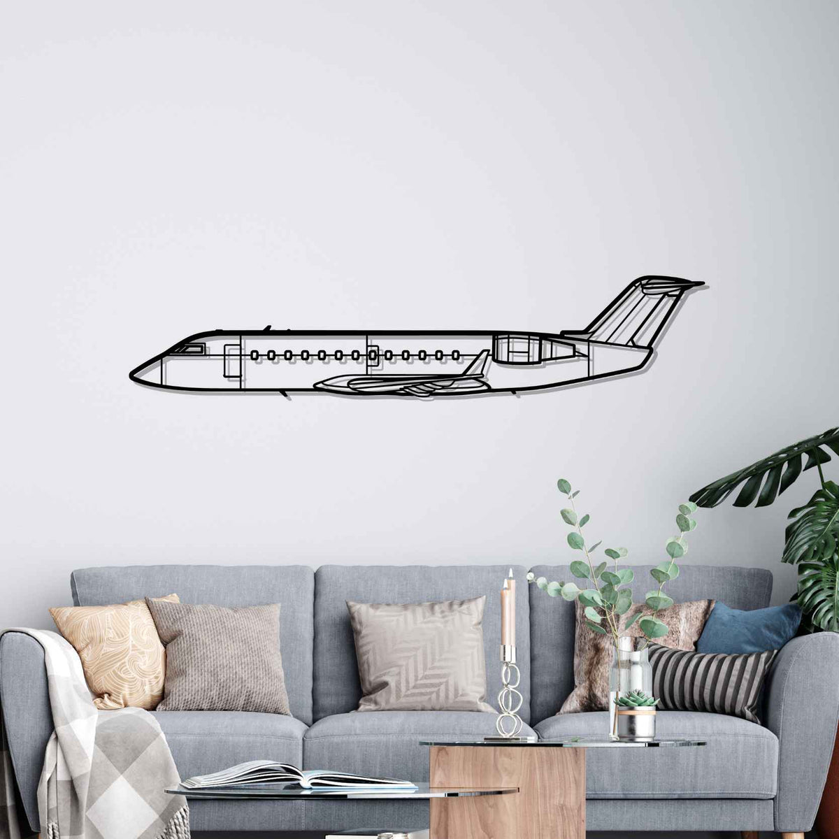 CRJ200 Silhouette Metal Wall Art