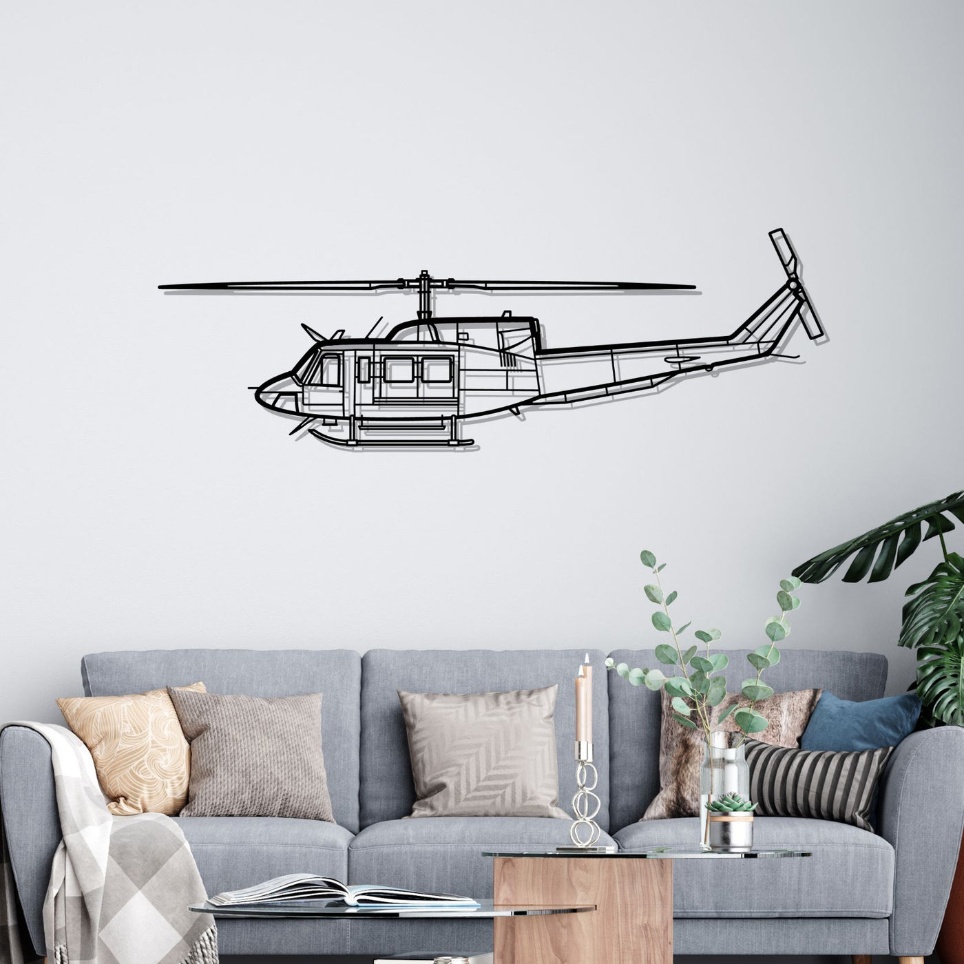 Bell 212 Sentry Silhouette Metal Wall Art