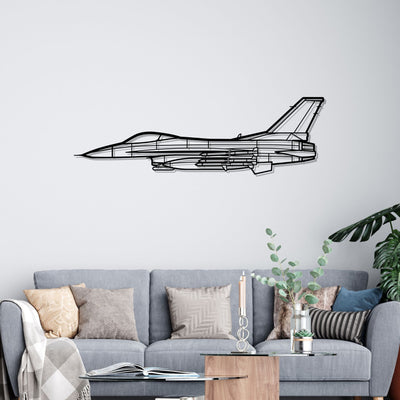 F-16C Missiles Silhouette Metal Wall Art