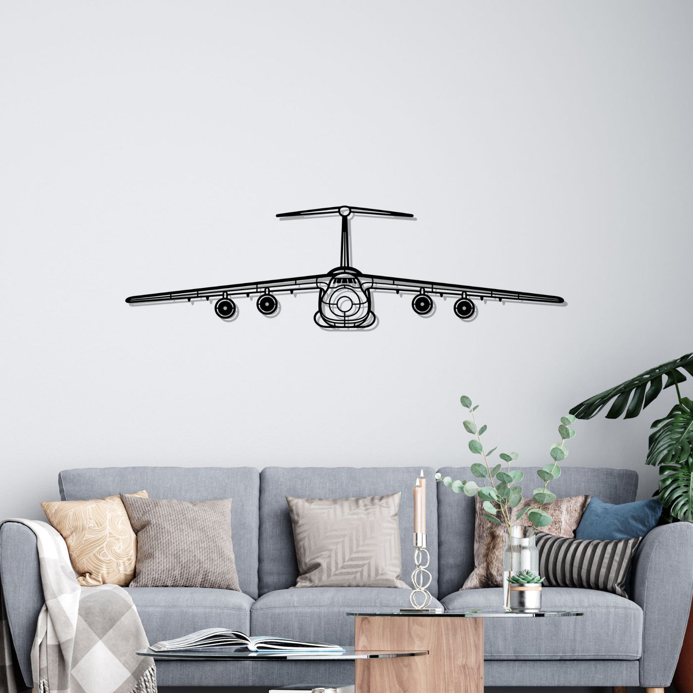 C-5 Galaxy Front Silhouette Metal Wall Art