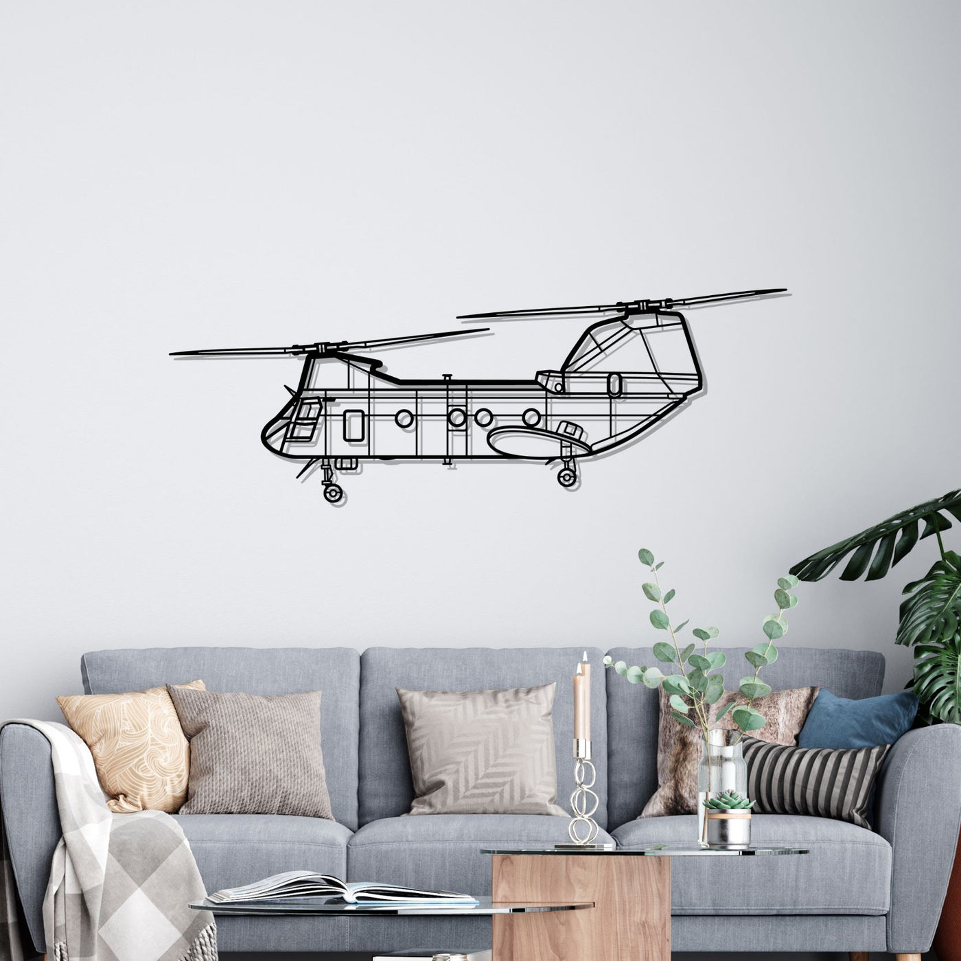 CH-46 Sea Knight Silhouette Metal Wall Art