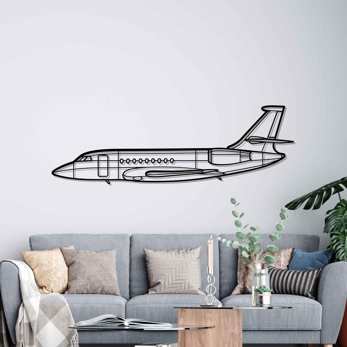 Falcon 2000 Silhouette Metal Wall Art