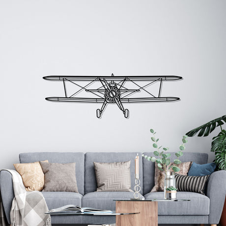 Stearman Front Silhouette Metal Wall Art