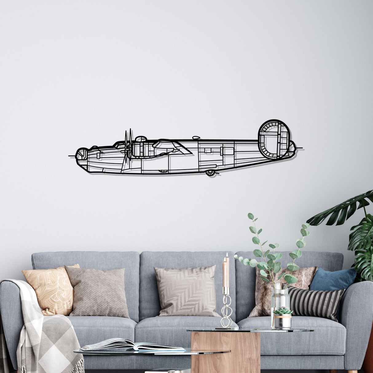 B-24J Liberator Silhouette Metal Wall Art