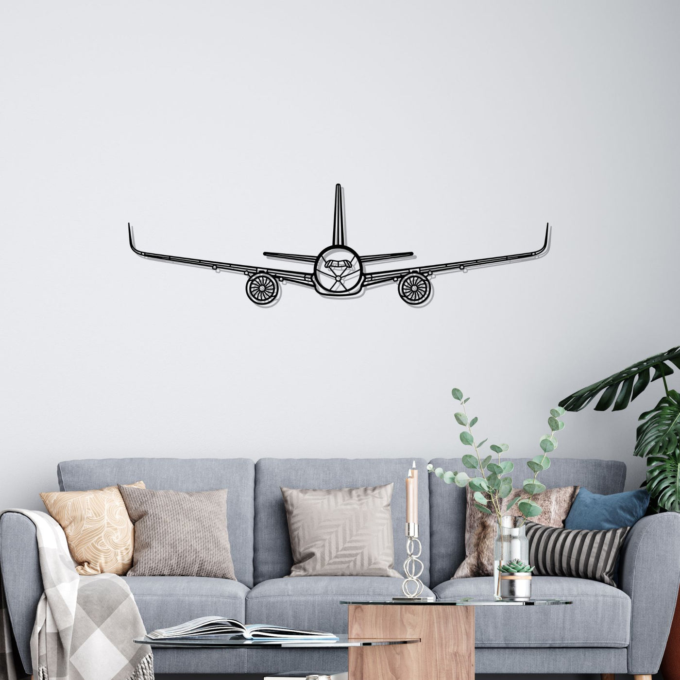 A350 Front Silhouette Metal Wall Art