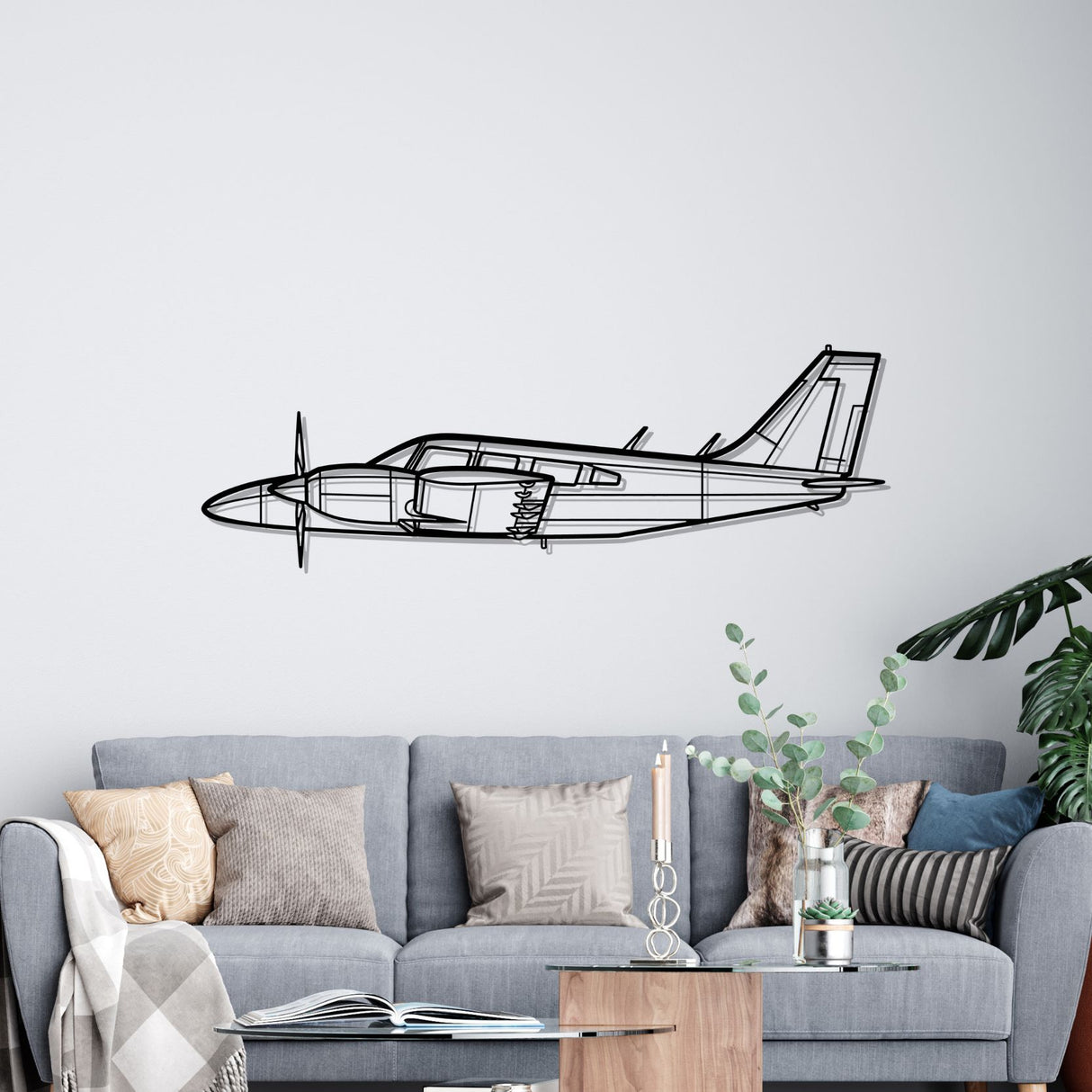 PA-34-200T Seneca II Silhouette Metal Wall Art