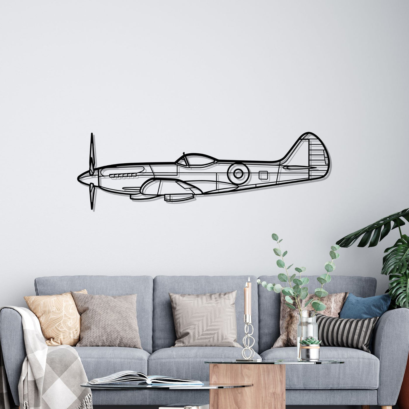 Spitfire MK XIV Silhouette Metal Wall Art