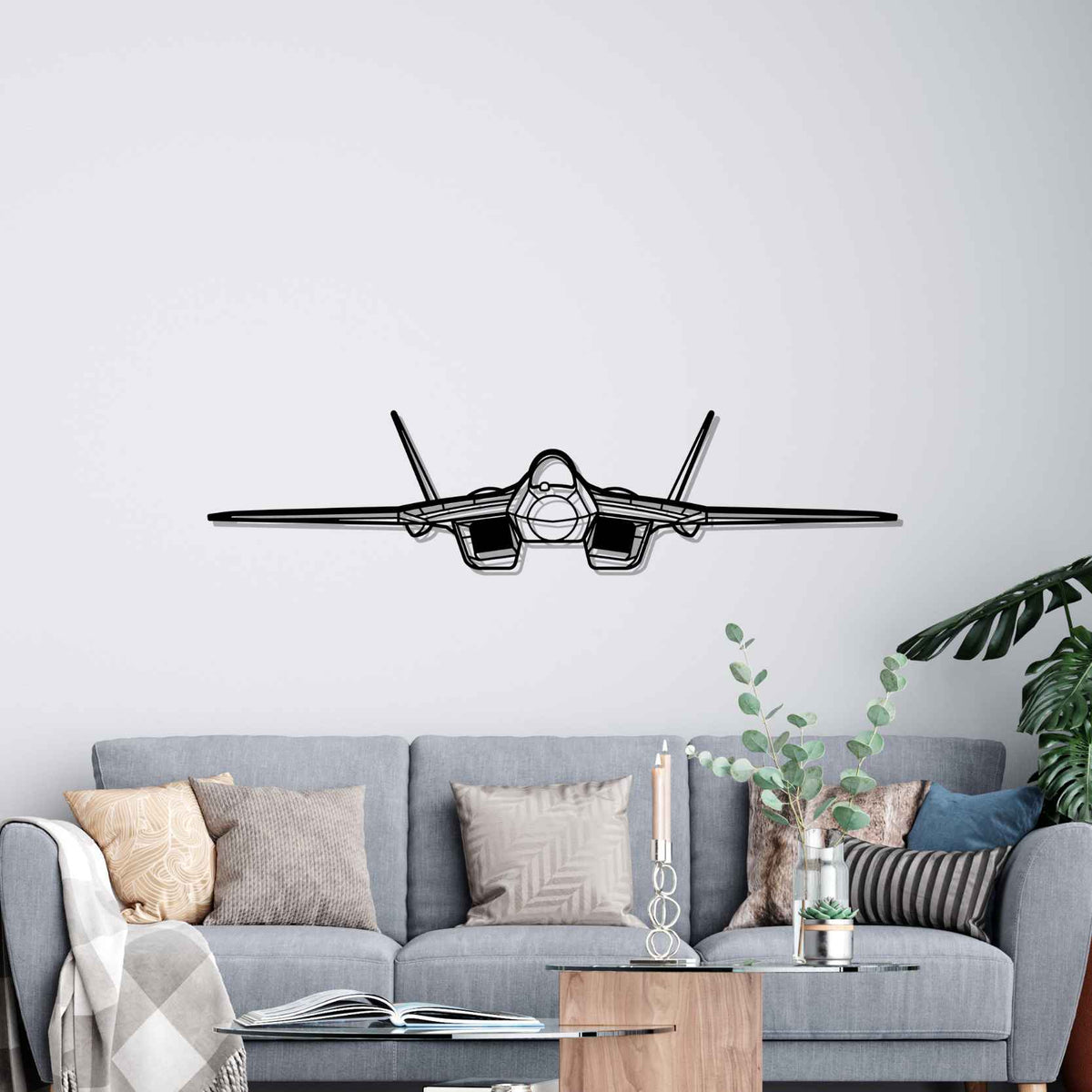 Su-57 Front Silhouette Metal Wall Art