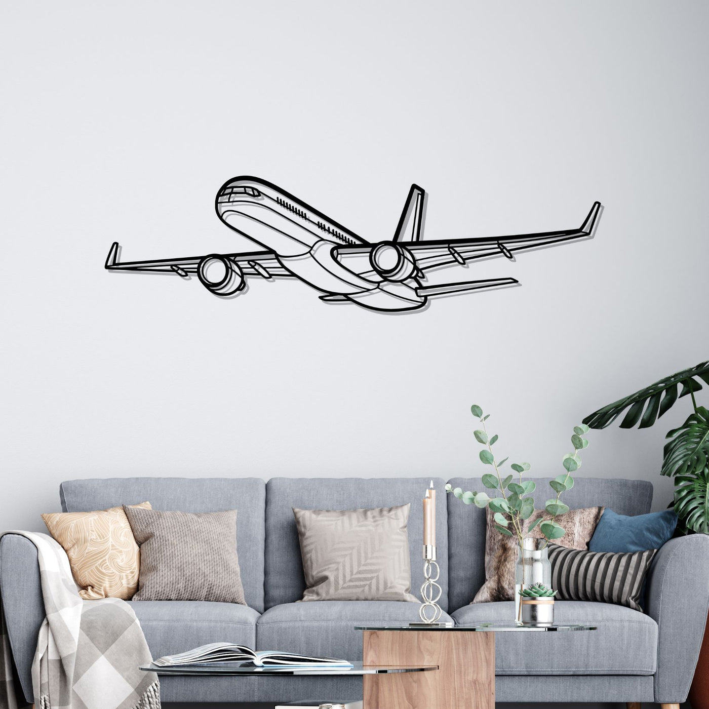 757-200 Angle Silhouette Metal Wall Art