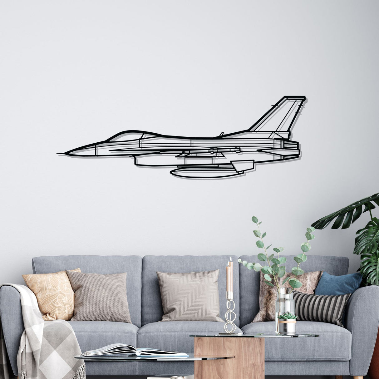 F-16A Silhouette Metal Wall Art