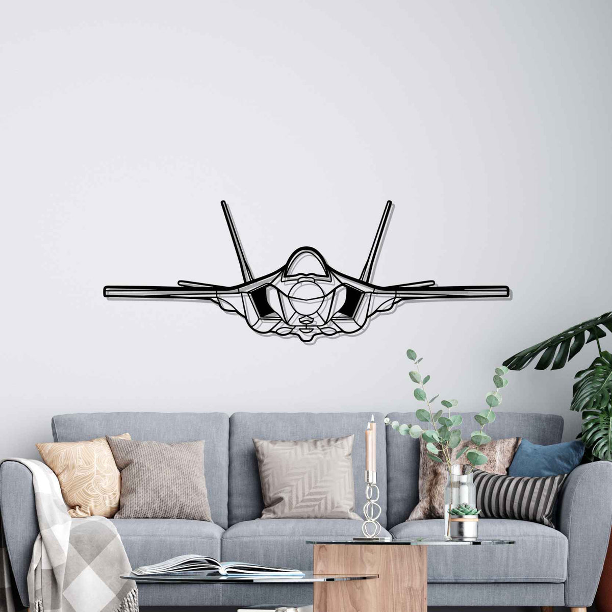 F-35A Lightning ll Front Silhouette Metal Wall Art