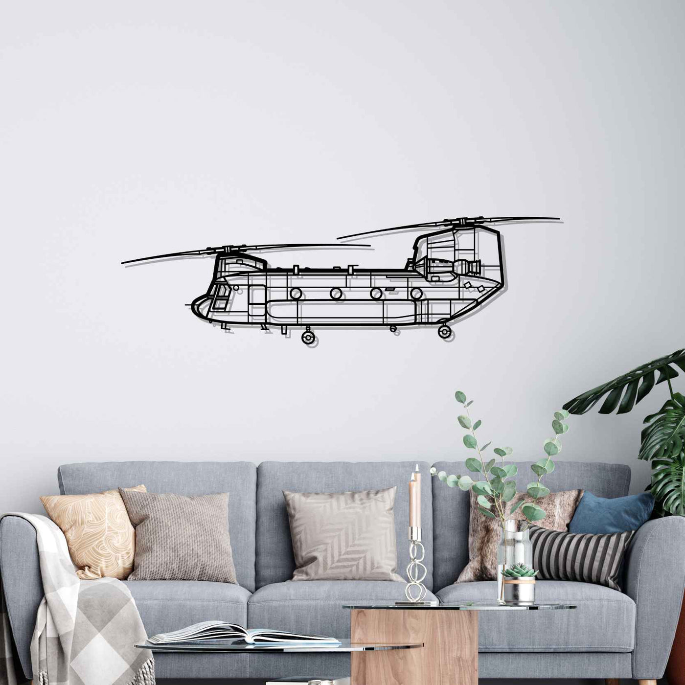 Chinook CH-47 Silhouette Metal Wall Art