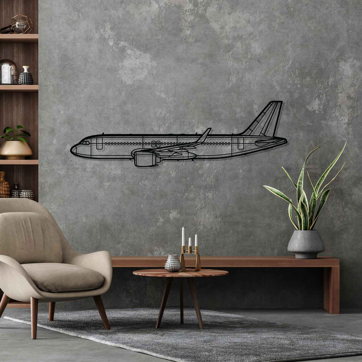 A320neo Silhouette Metal Wall Art