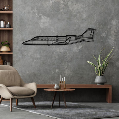 Learjet 60 Silhouette Metal Wall Art