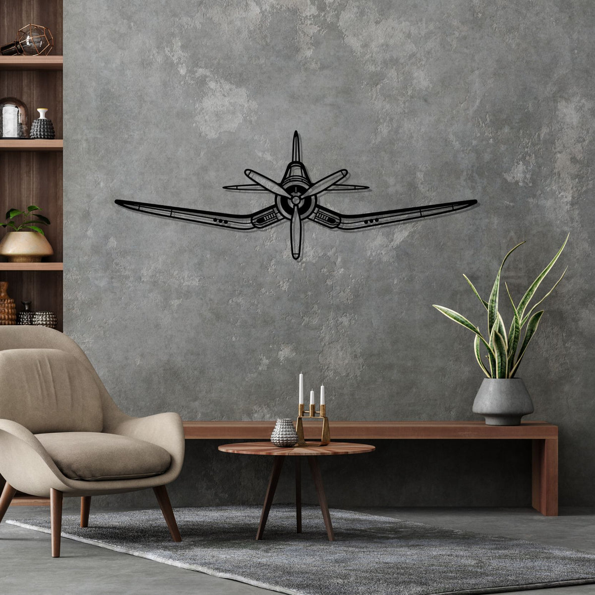 F4U Corsair Front Silhouette Metal Wall Art