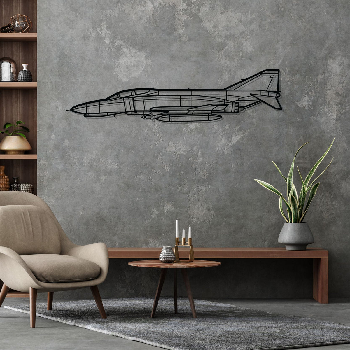 F-4E Phantom Silhouette Metal Wall Art
