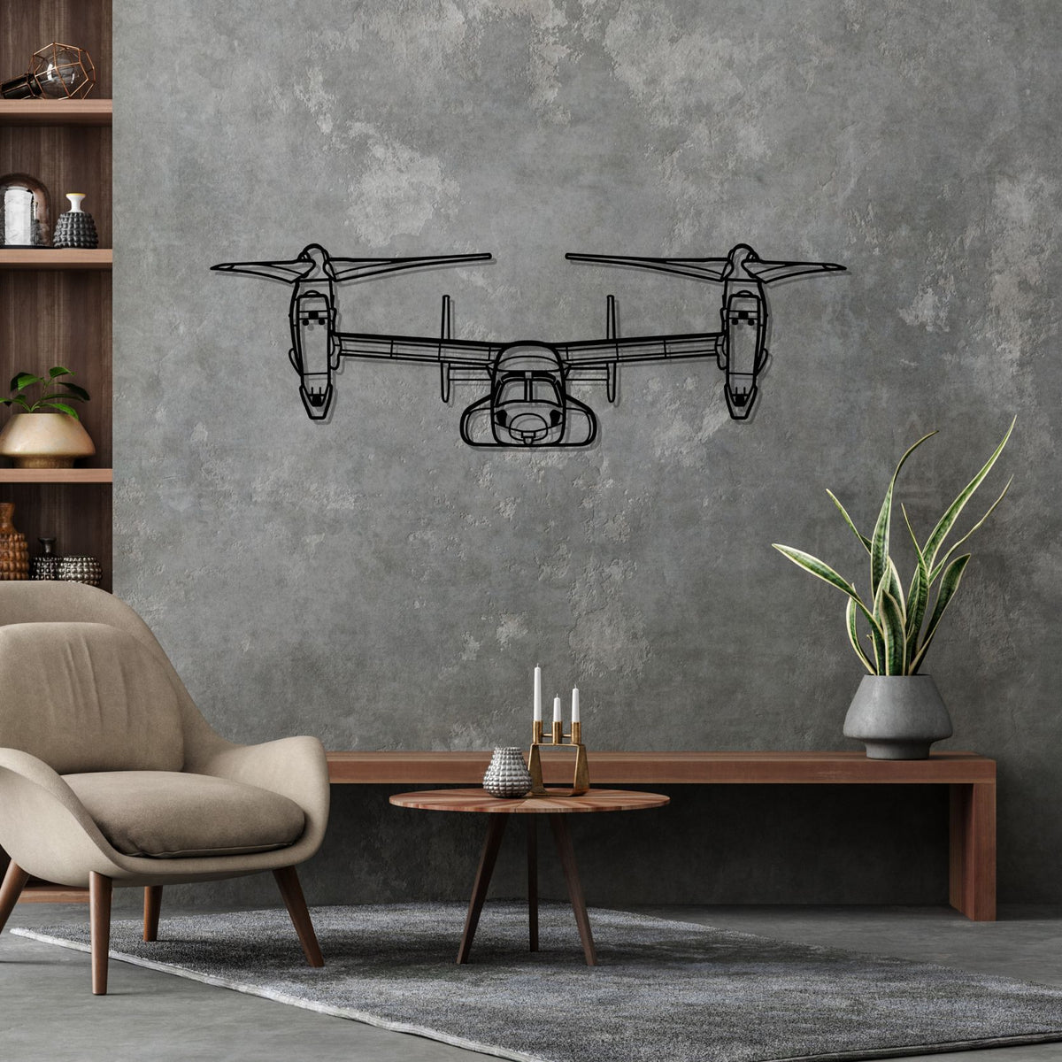 MV-22 Osprey Front Silhouette Metal Wall Art