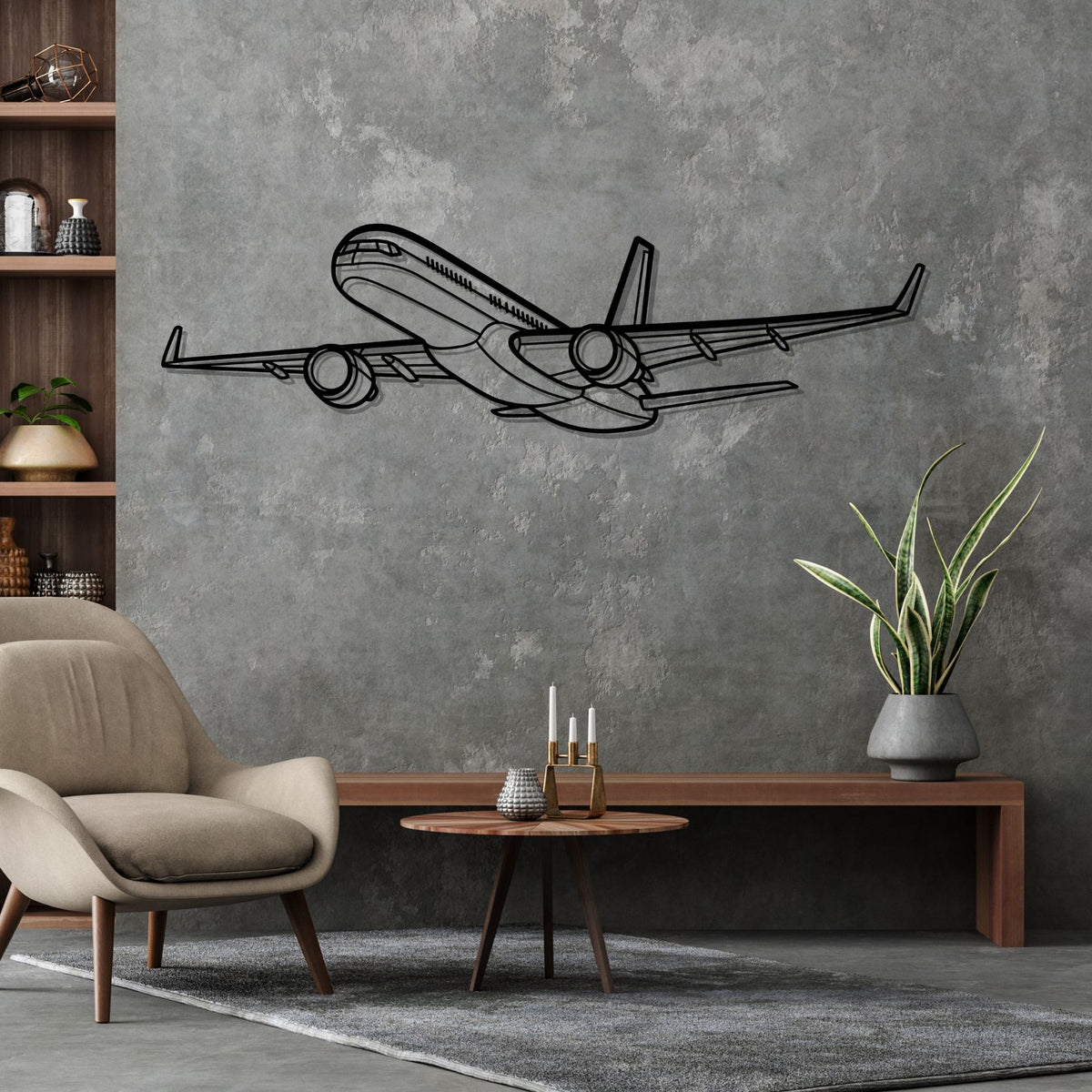 757-200 Angle Silhouette Metal Wall Art
