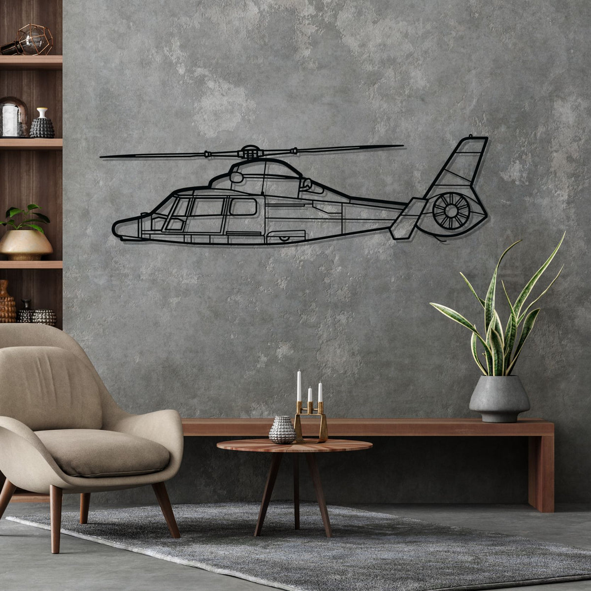 Dauphin AS365N3+ Silhouette Metal Wall Art
