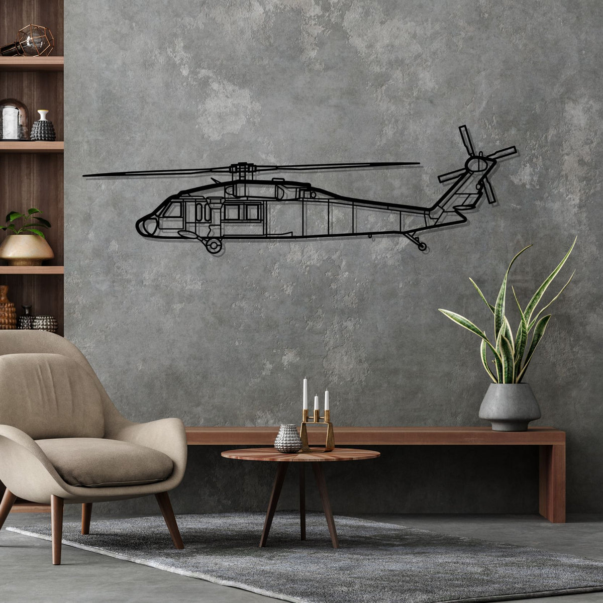 UH-60L Black Hawk Silhouette Metal Wall Art