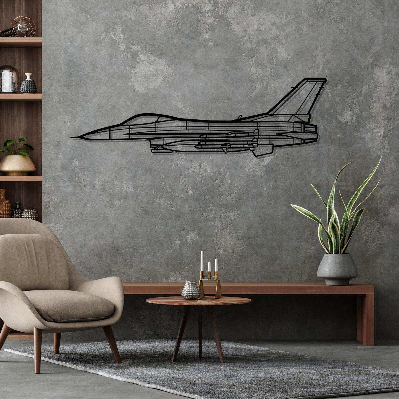 F-16C Missiles Silhouette Metal Wall Art