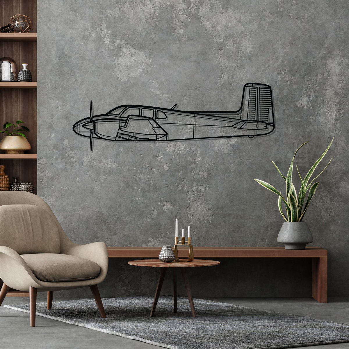 D50 Twin Bonanza Silhouette Metal Wall Art
