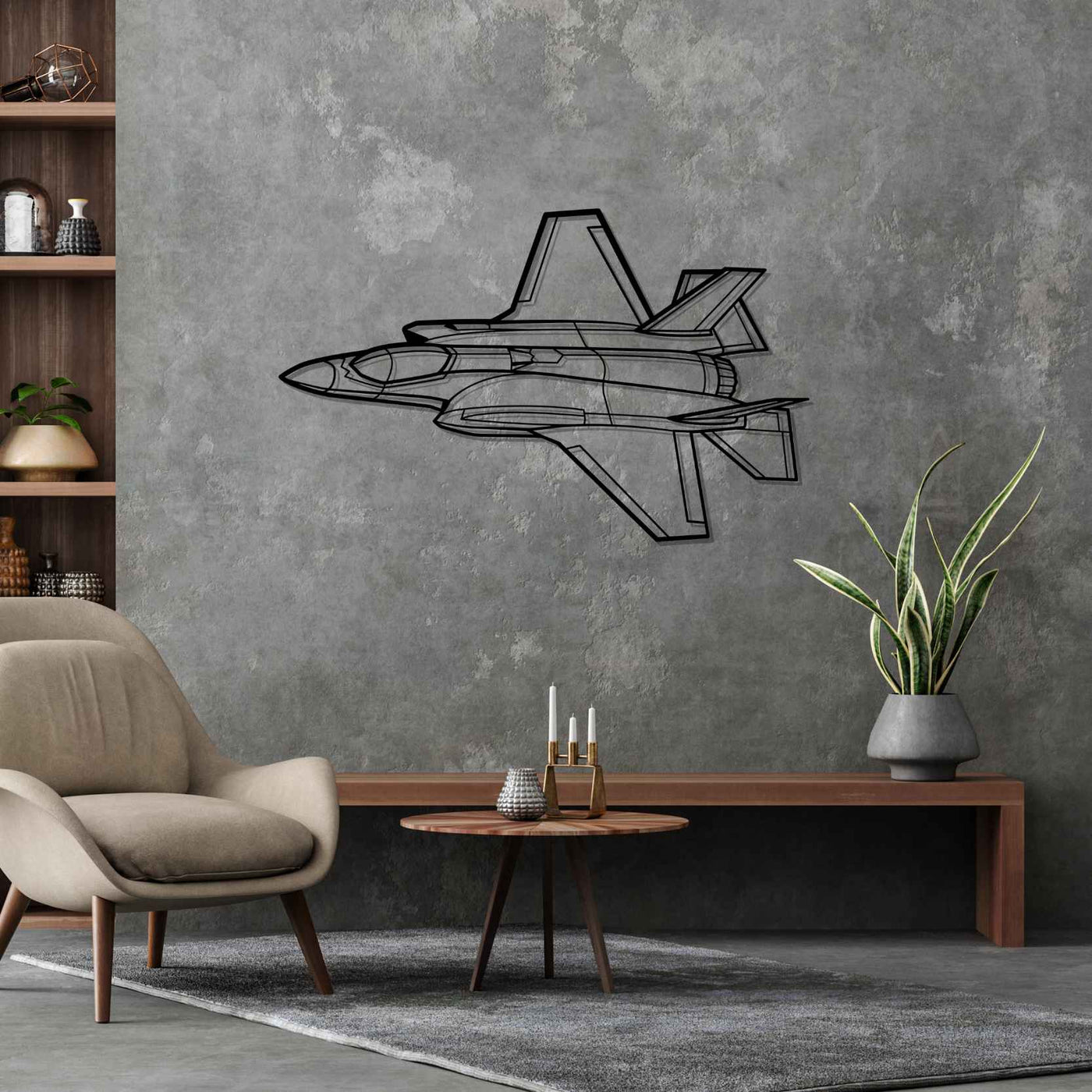 F-35A Lightning II Angle Silhouette Metal Wall Art