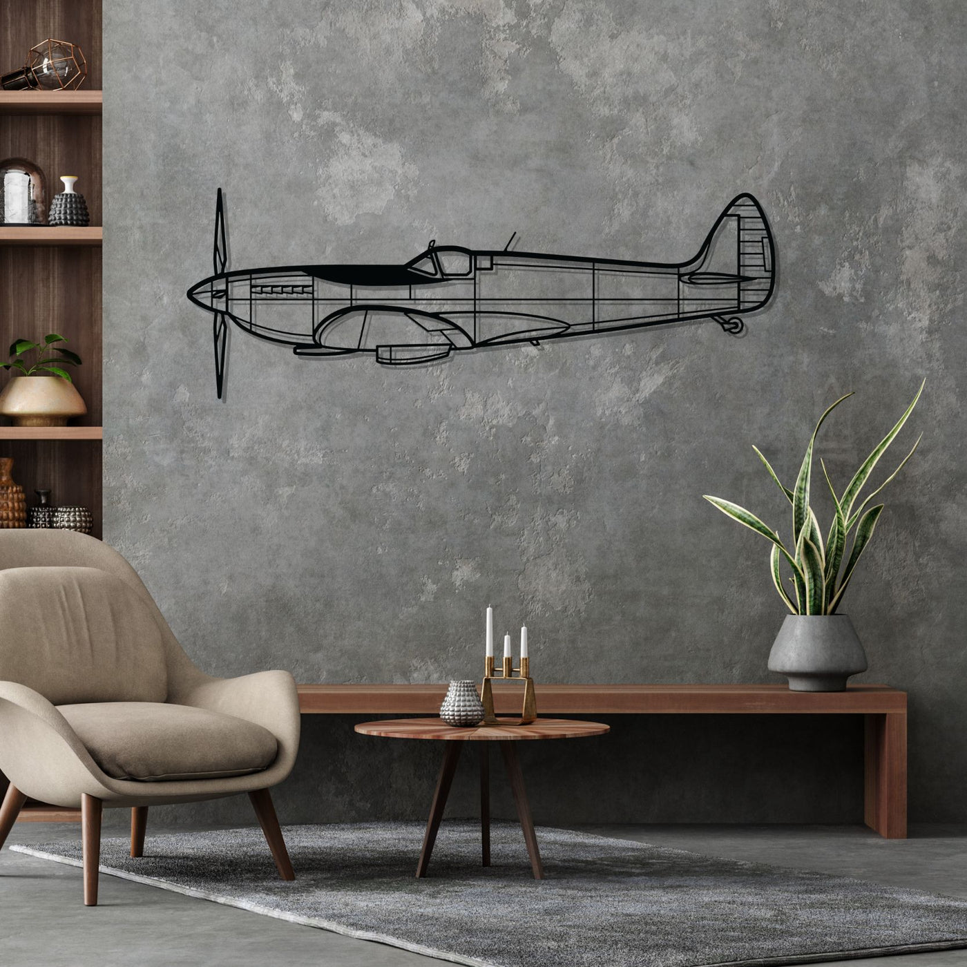Spitfire Mk. IX Silhouette Metal Wall Art