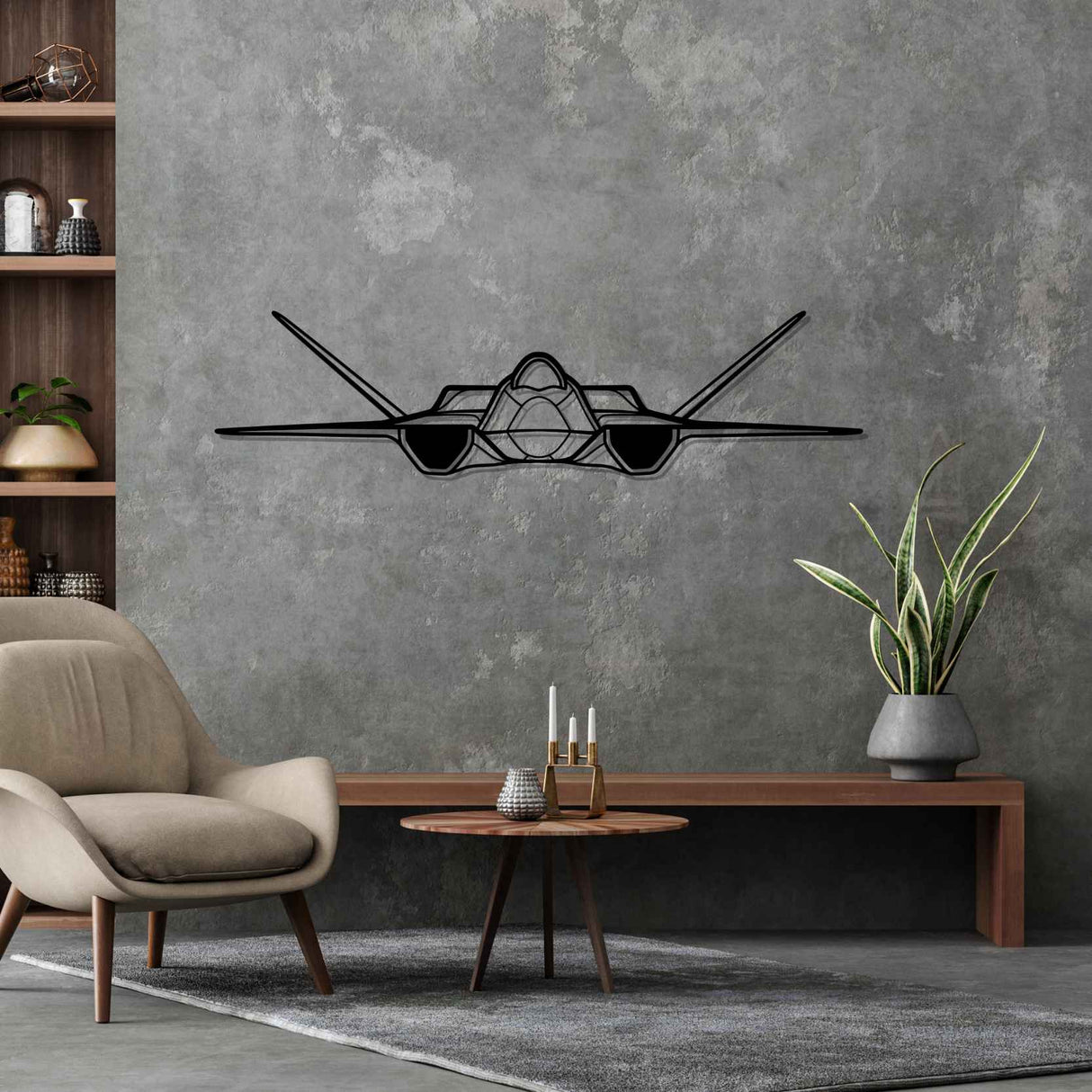 YF-23 Front Silhouette Metal Wall Art