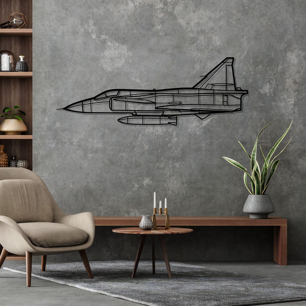 JA37 C Viggen Fighter Silhouette Metal Wall Art