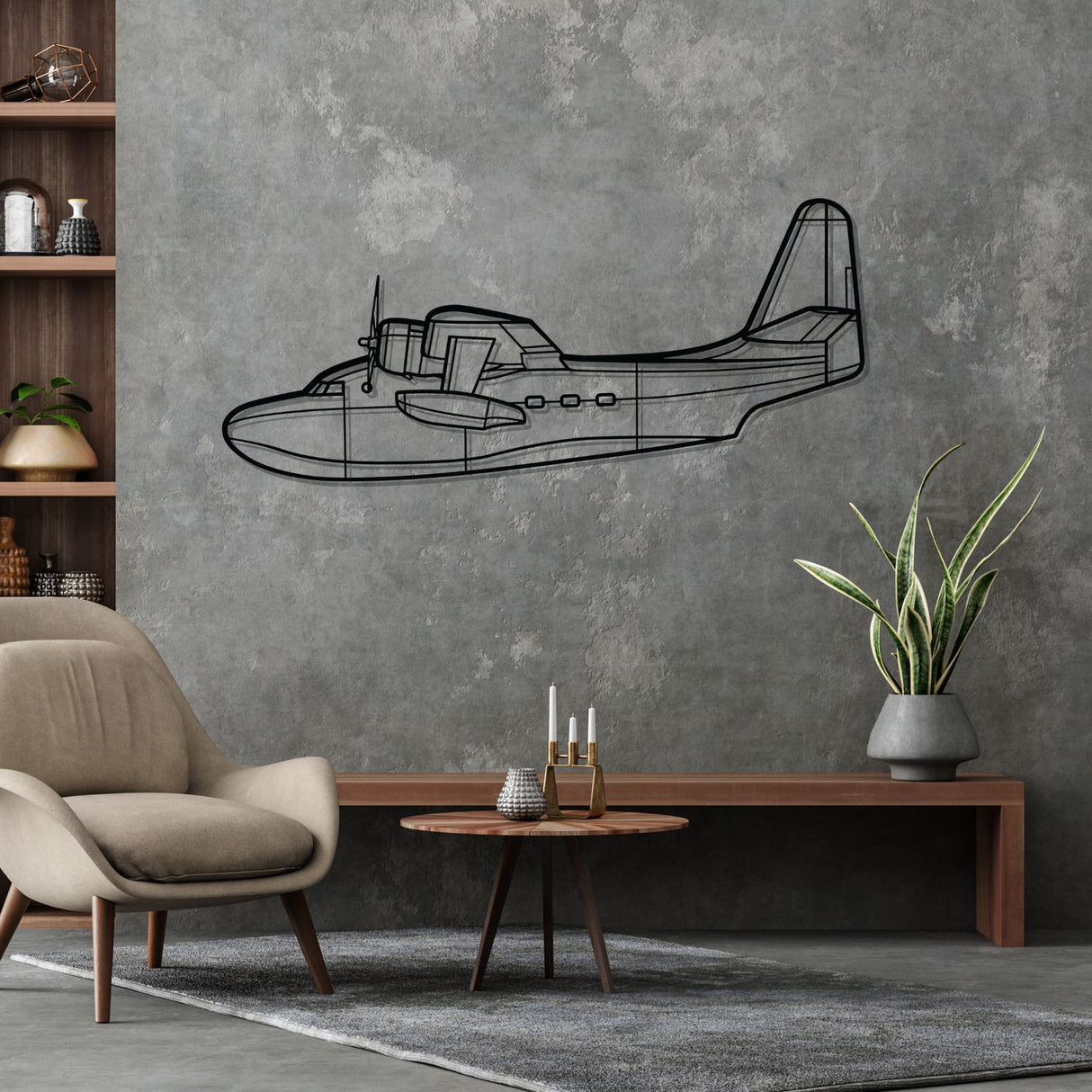 HU-16B Albatross Silhouette Metal Wall Art