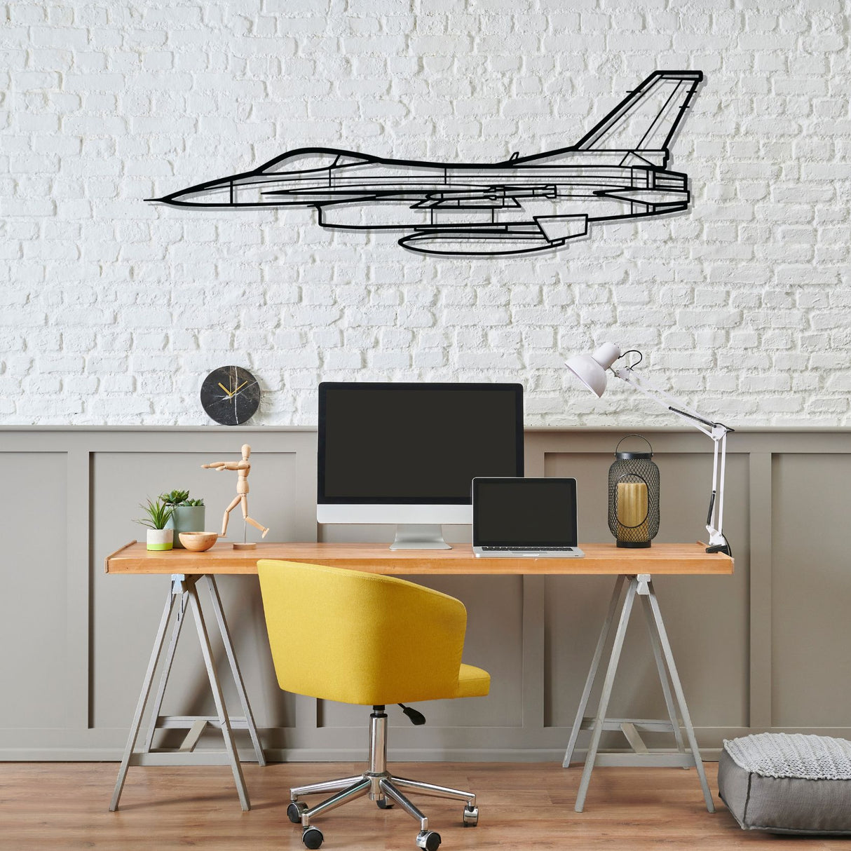 F-16A Silhouette Metal Wall Art