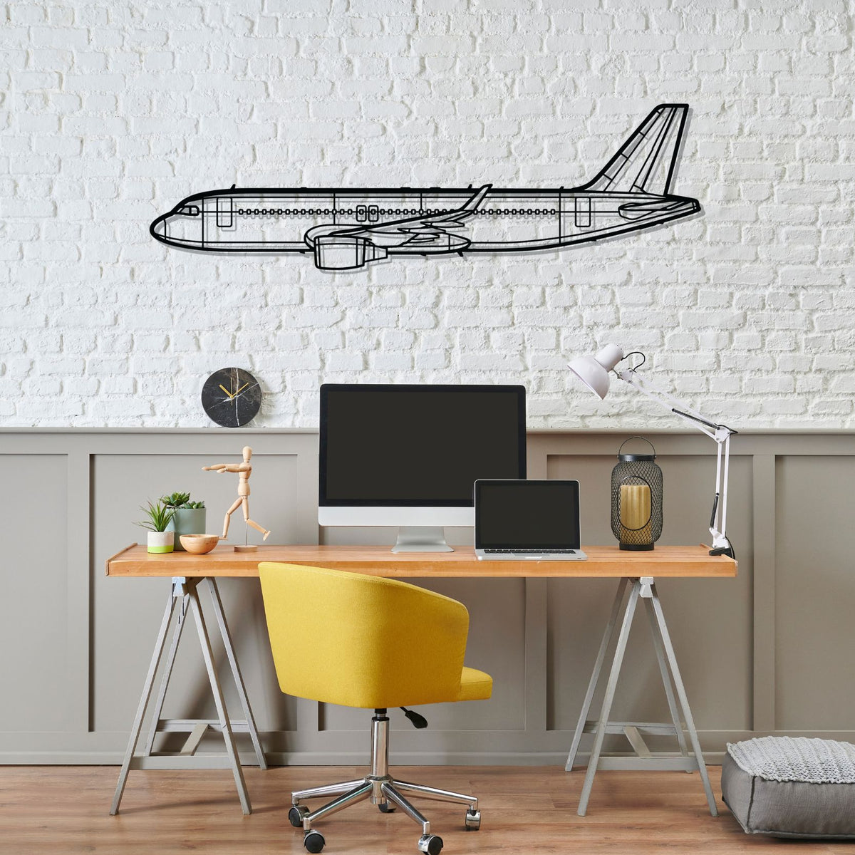 A320 Silhouette Metal Wall Art