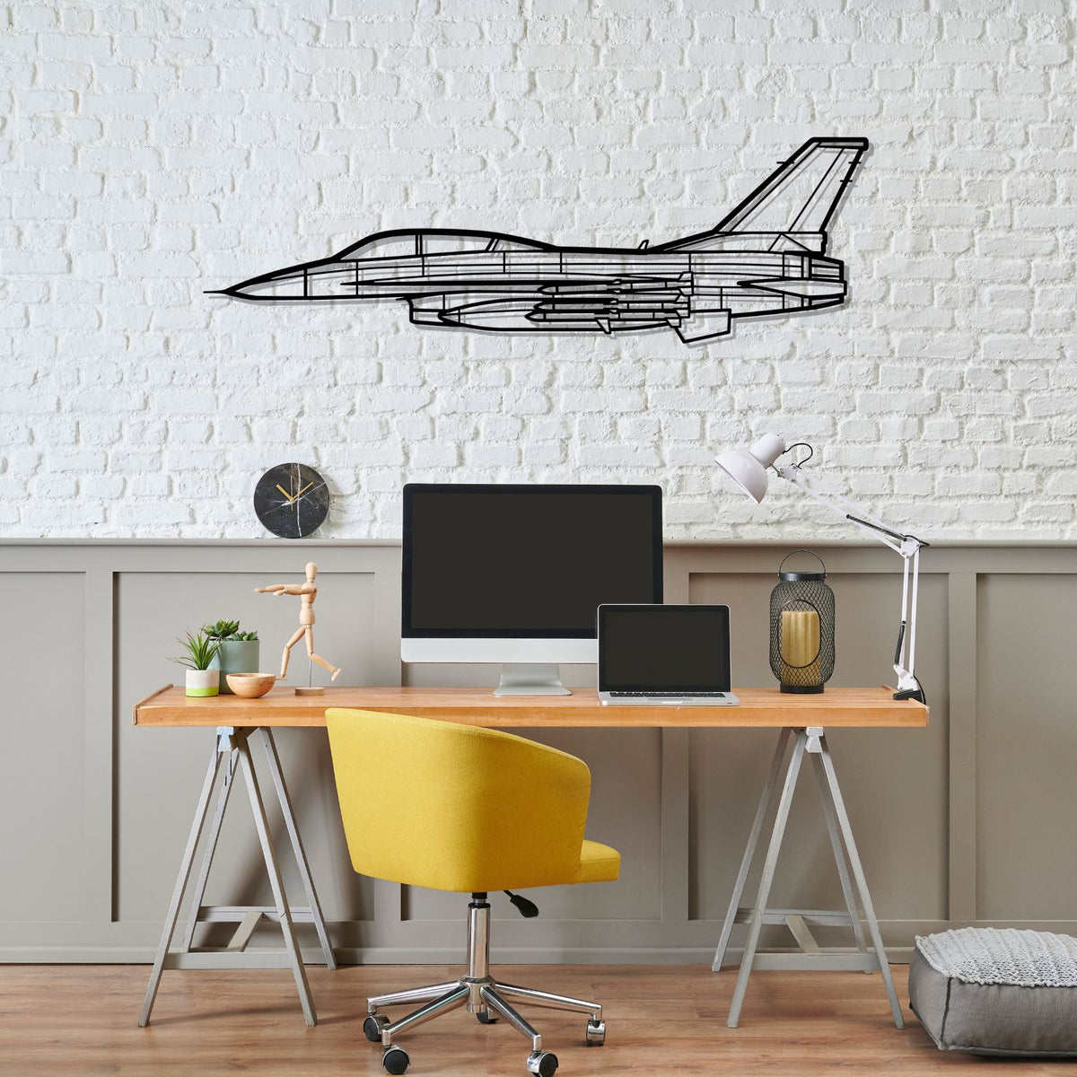 F-16D Silhouette Metal Wall Art
