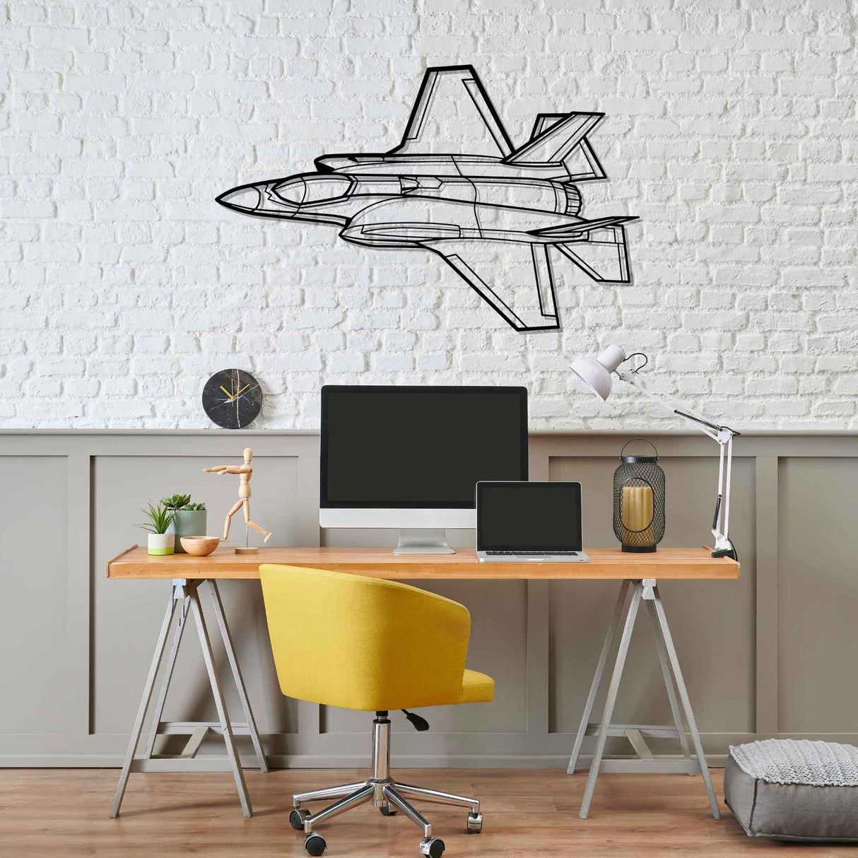 F-35A Lightning II Angle Silhouette Metal Wall Art