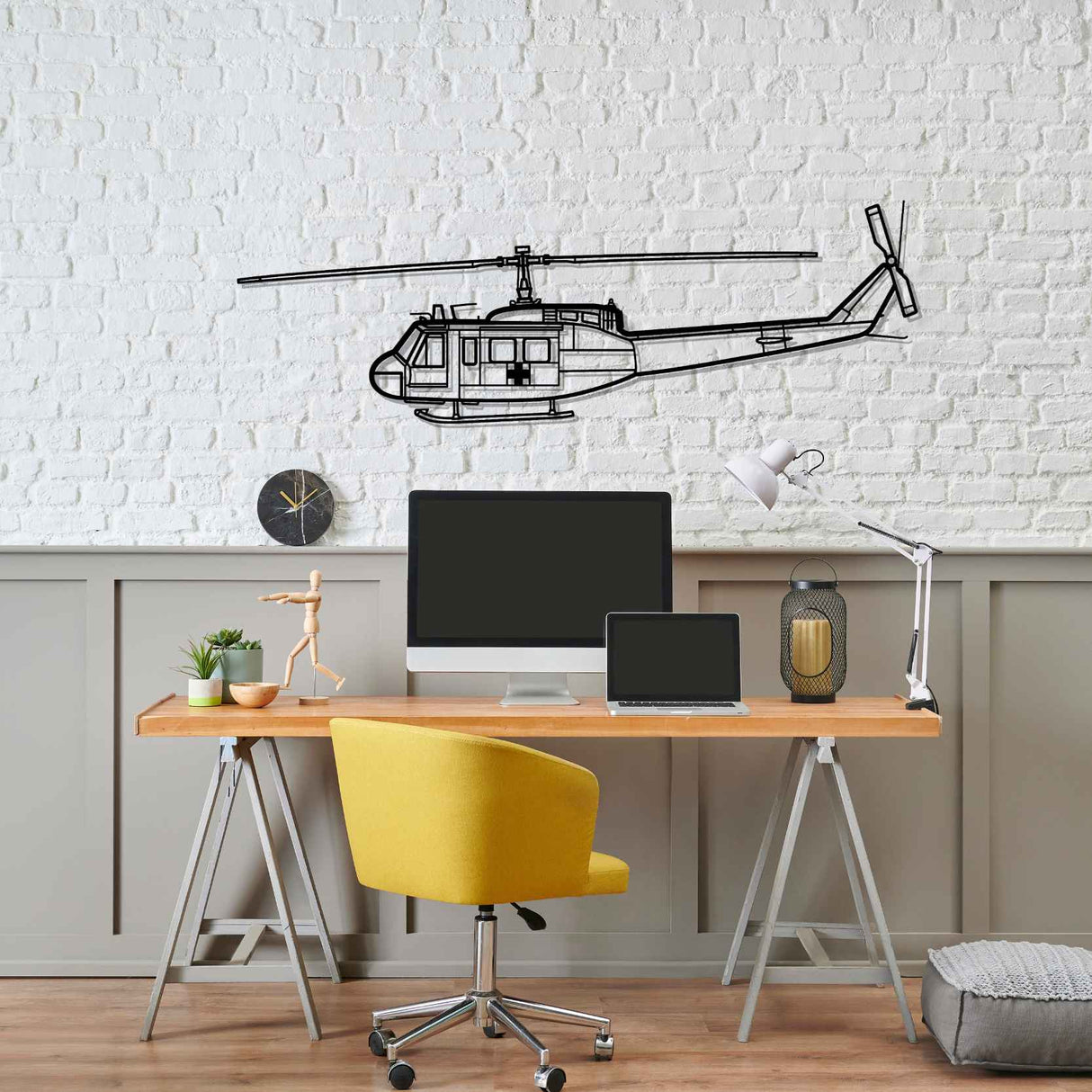 UH-1 Iroquois Huey 1970 Silhouette Metal Wall Art