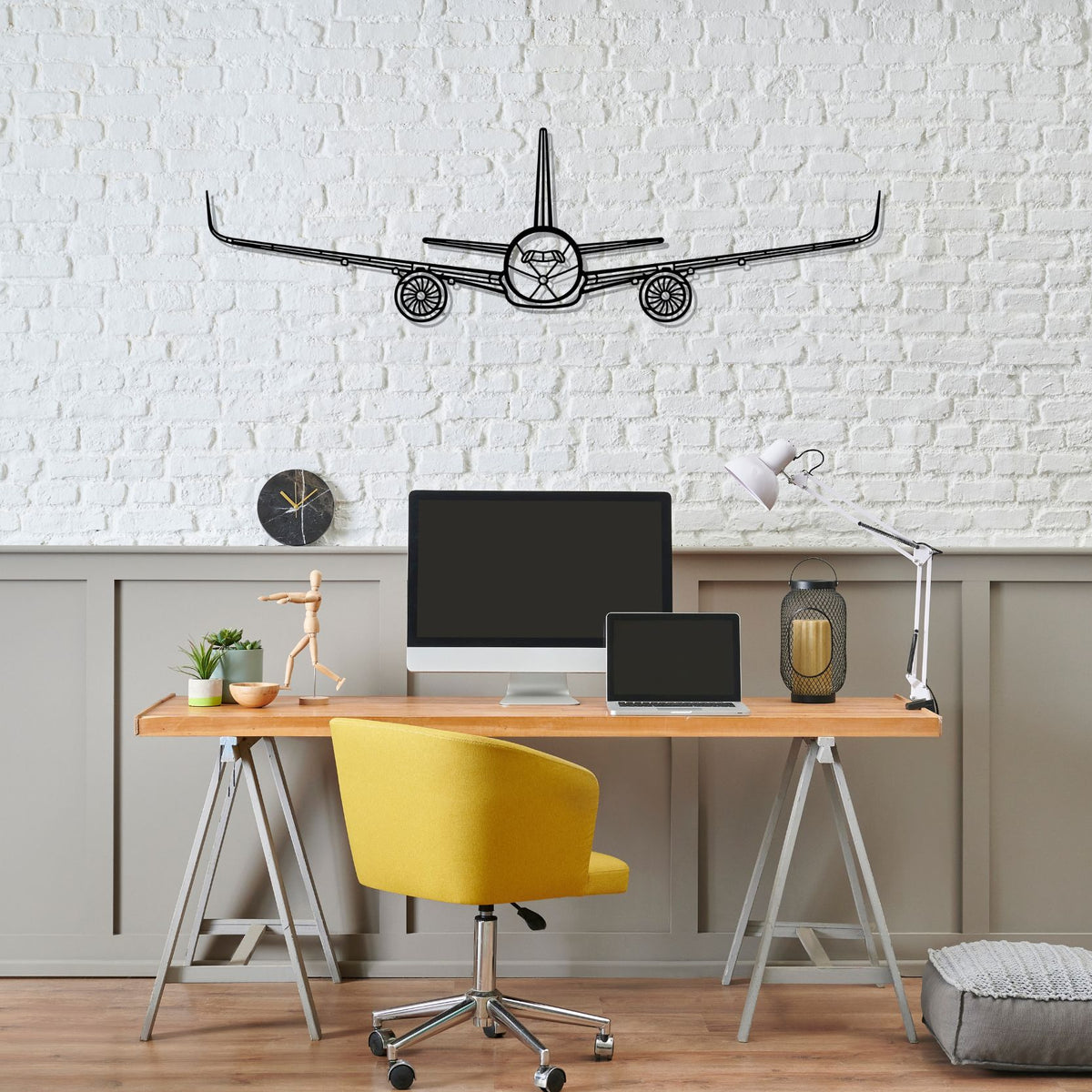 A350 Front Silhouette Metal Wall Art